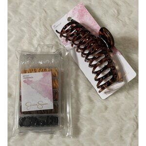 NEW Jessica Simpson Extra Large Tortoise Claw Clip & 450 Pcs Hairbands